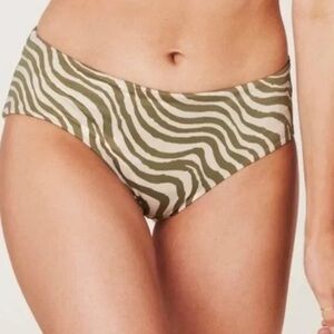 Andie Swim Hipster Bottom Bias Stripe Olive Size XXXL